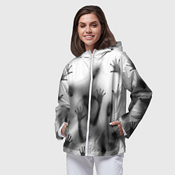 Ветровка с капюшоном женская Bodies inside behind a white wall, цвет: 3D-белый — фото 2