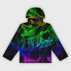 Ветровка с капюшоном женская Разноцветный неоновый дым, цвет: 3D-черный