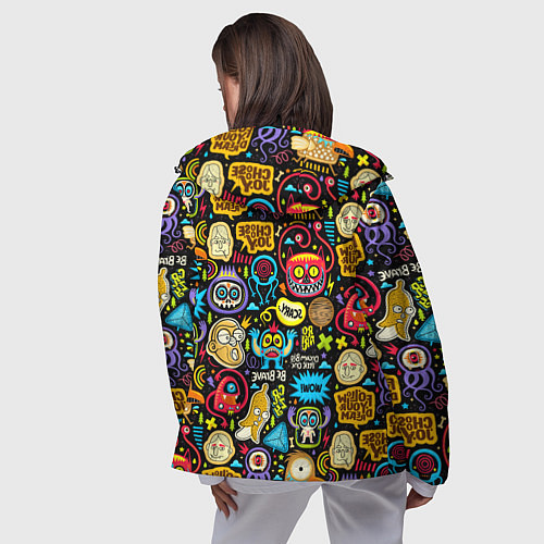 Женская ветровка Паттерн с монстриками / 3D-Черный – фото 4
