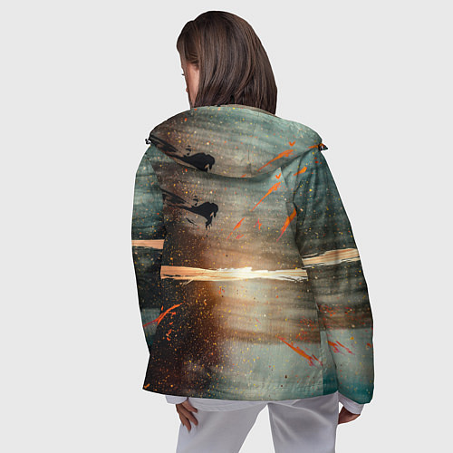 Женская ветровка Светло-синий абстрактный фон и брызки красок / 3D-Черный – фото 4