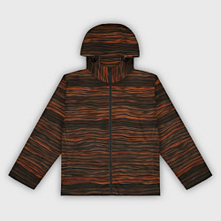 Ветровка с капюшоном женская Оранжевые абстрактные волны материи, цвет: 3D-черный