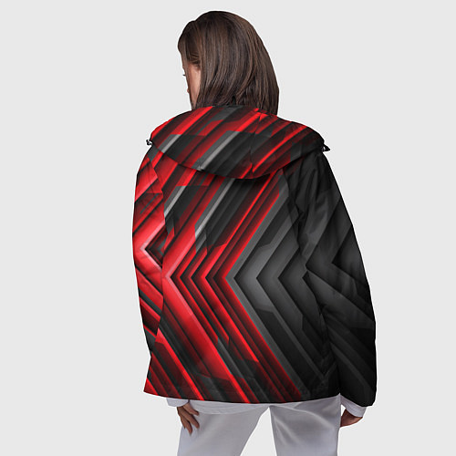 Женская ветровка Чёрно-красный паркет графика / 3D-Черный – фото 4