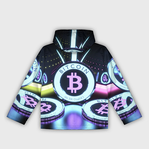 Женская ветровка Неоновый светящийся биткоин / 3D-Черный – фото 2