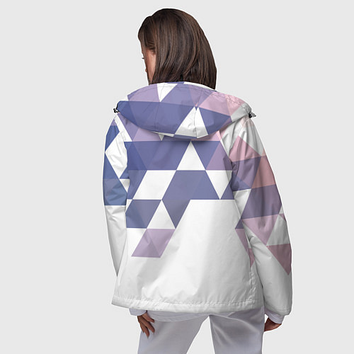Женская ветровка Розово-фиолетовый паттерн и белый фон / 3D-Черный – фото 4