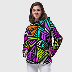 Ветровка с капюшоном женская Abstract geometric shapes, цвет: 3D-черный — фото 2