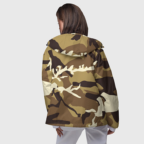 Женская ветровка Камуфляж Woodland осень крупный / 3D-Черный – фото 4