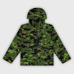 Ветровка с капюшоном женская Камуфляж лесной пиксель, цвет: 3D-черный