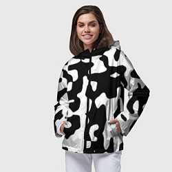 Ветровка с капюшоном женская Камуфляж Cowskin крупный, цвет: 3D-черный — фото 2