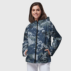 Ветровка с капюшоном женская Камуфляж Росгвардия цифра, цвет: 3D-черный — фото 2