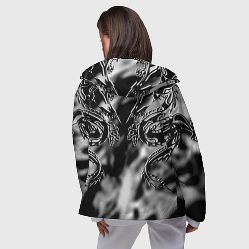 Женская ветровка Оттенки серого черные трайбл драконы татуировка / 3D-Черный – фото 4