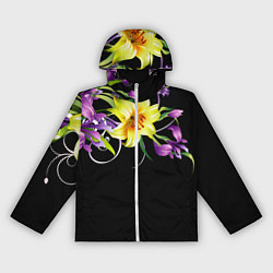 Ветровка с капюшоном женская Лилии, цвет: 3D-белый