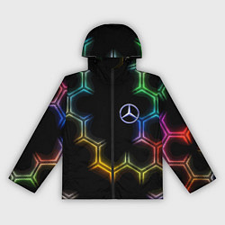 Ветровка с капюшоном женская Mercedes - neon pattern, цвет: 3D-черный