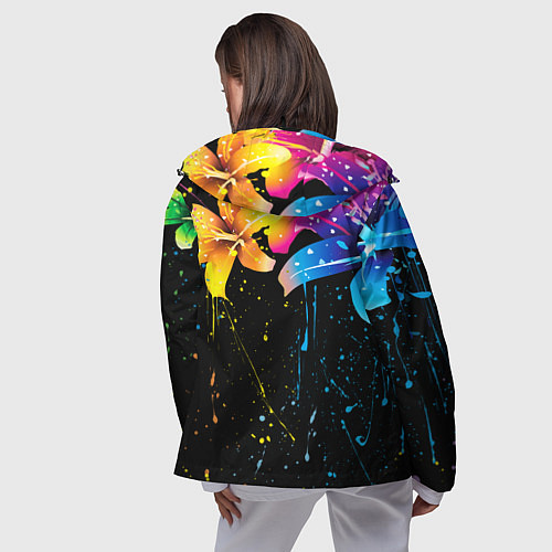 Женская ветровка Цветные лилии / 3D-Черный – фото 4