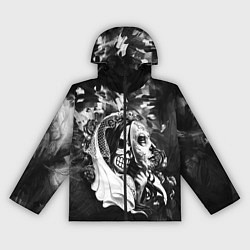 Ветровка с капюшоном женская Череп невесты, цвет: 3D-черный