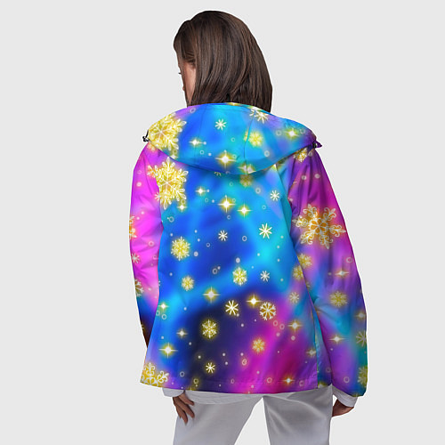 Женская ветровка Снежинки и звезды - яркие цвета / 3D-Черный – фото 4