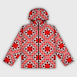 Ветровка с капюшоном женская Белорусская вышивка - орнамент, цвет: 3D-черный