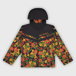 Ветровка с капюшоном женская Полосатая хохлома, цвет: 3D-черный