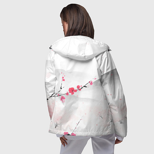 Женская ветровка Японский пейзаж, начало весны / 3D-Черный – фото 4