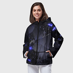 Ветровка с капюшоном женская Неоновые плиты, взрыв, цвет: 3D-черный — фото 2