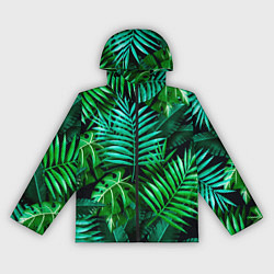 Ветровка с капюшоном женская Тропические растения - текстура, цвет: 3D-черный