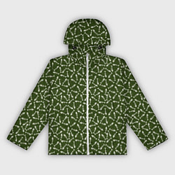 Ветровка с капюшоном женская Милитари Скелет рыбный, цвет: 3D-белый