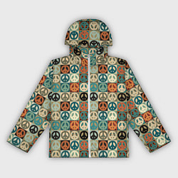 Ветровка с капюшоном женская Peace symbol pattern, цвет: 3D-белый