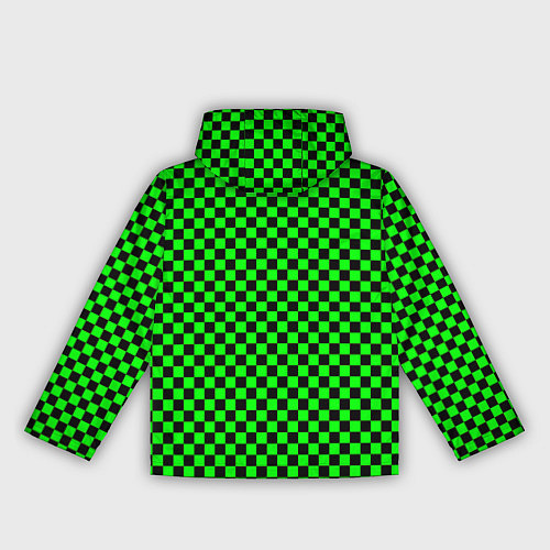 Женская ветровка Зелёная шахматка - паттерн / 3D-Черный – фото 2