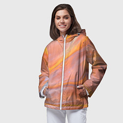 Ветровка с капюшоном женская Оранжевая река и краски, цвет: 3D-белый — фото 2