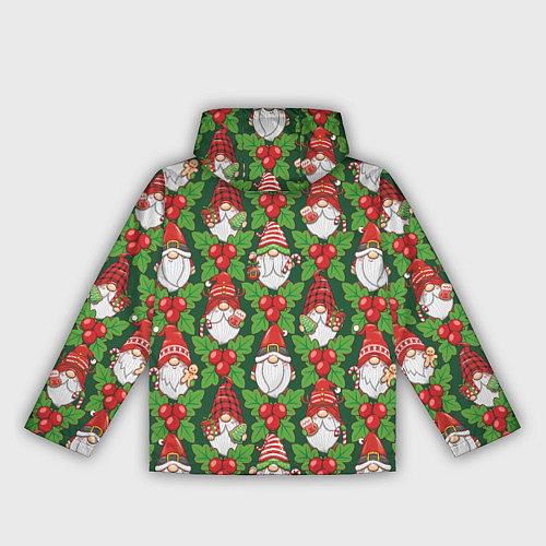 Женская ветровка Новогодние гномы - паттерн / 3D-Черный – фото 2