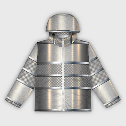 Ветровка с капюшоном женская Металлические полосы - текстура алюминия, цвет: 3D-белый