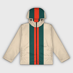 Ветровка с капюшоном женская Полосы триколор красный зеленый, цвет: 3D-черный