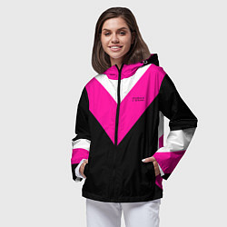 Ветровка с капюшоном женская FIRM черный с розовой вставкой, цвет: 3D-черный — фото 2