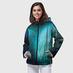 Ветровка с капюшоном женская Космос и планеты, цвет: 3D-черный — фото 2