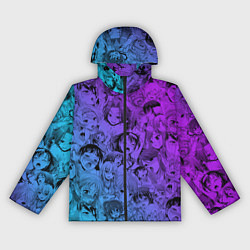 Ветровка с капюшоном женская Ахегао красивый неон, цвет: 3D-черный
