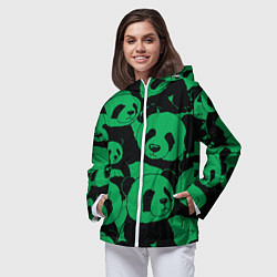 Ветровка с капюшоном женская Panda green pattern, цвет: 3D-белый — фото 2