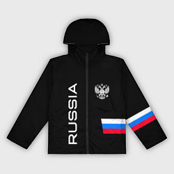 Ветровка с капюшоном женская Россия и три линии на черном фоне, цвет: 3D-черный
