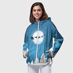 Ветровка с капюшоном женская Новогодняя сказка дед мороз, цвет: 3D-белый — фото 2