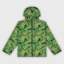 Ветровка с капюшоном женская Милитари граффити, цвет: 3D-черный