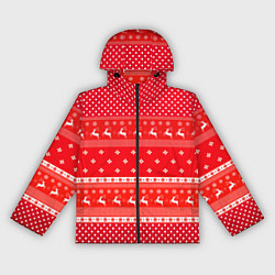 Ветровка с капюшоном женская Праздничный красный свитер, цвет: 3D-черный