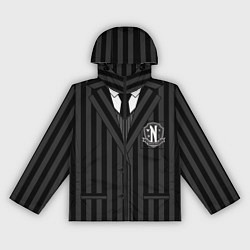 Ветровка с капюшоном женская Ученик академии Невермор ЧБ: униформа, цвет: 3D-черный