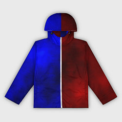 Ветровка с капюшоном женская Половина синяя, половина красная, цвет: 3D-белый