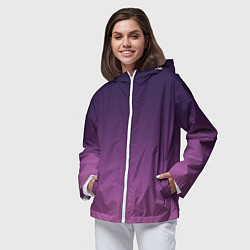 Ветровка с капюшоном женская Пурпурный-лиловый градиент, цвет: 3D-белый — фото 2