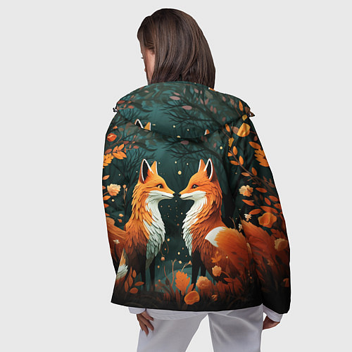 Женская ветровка Две лисоньки в стиле Folk Art / 3D-Черный – фото 4
