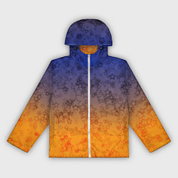Ветровка с капюшоном женская Желто-синий звездный узор, цвет: 3D-белый