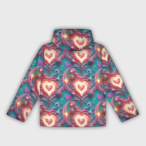 Женская ветровка Паттерн пылающие сердца / 3D-Белый – фото 2