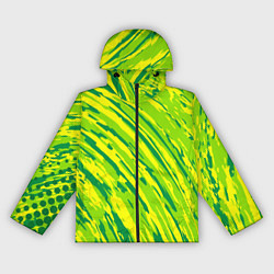 Ветровка с капюшоном женская Абстракция зеленые линии, цвет: 3D-черный