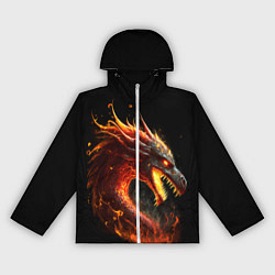 Ветровка с капюшоном женская Яростный огненный дракон, цвет: 3D-белый