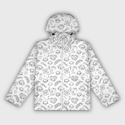 Ветровка с капюшоном женская Дудлы с темой любви и космоса, цвет: 3D-белый