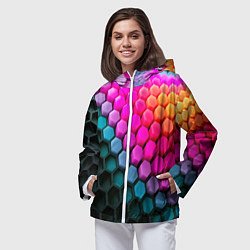 Ветровка с капюшоном женская Шейповые грани, цвет: 3D-белый — фото 2