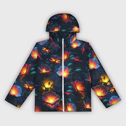 Ветровка с капюшоном женская Светящиеся цветы, цвет: 3D-белый